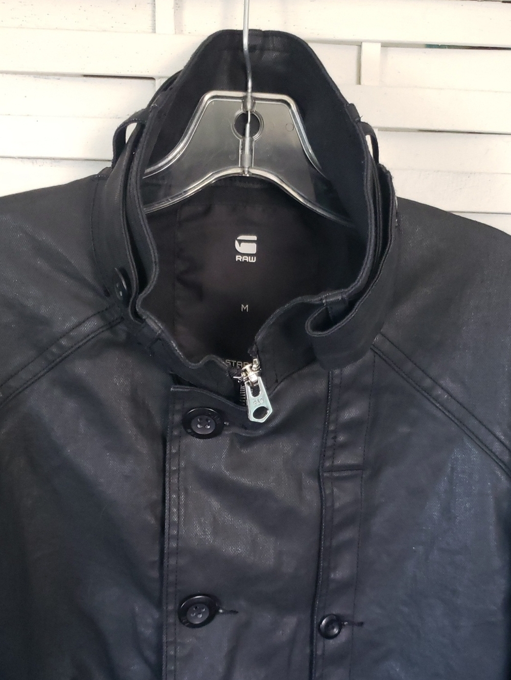 G-Star Raw Garber Men's Black Denim Coated Trench Coat with High Collar M - Picture 5 of 10
